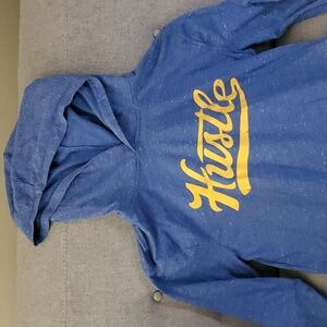 Old Navy Hoodie Pullover Hustle blue yellow lightweight boys size XL 14 - 16